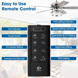 Vaczon 52" Rita Double-sided Blades Downrod Mount LED Ceiling Fan with Remote Control