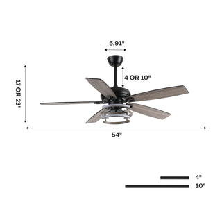 Vaczon 52" Rita Double-sided Blades Downrod Mount LED Ceiling Fan with Remote Control