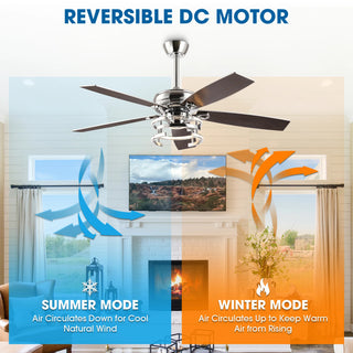 Vaczon 52" Rita Double-sided Blades Downrod Mount LED Ceiling Fan with Remote Control
