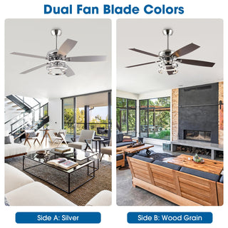 Vaczon 52" Rita Double-sided Blades Downrod Mount LED Ceiling Fan with Remote Control