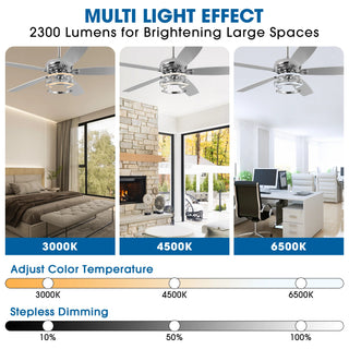 Vaczon 52" Rita Double-sided Blades Downrod Mount LED Ceiling Fan with Remote Control
