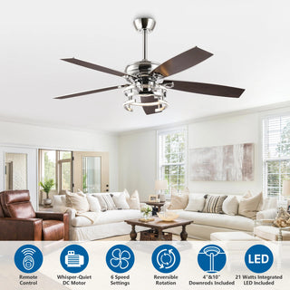 Vaczon 52" Rita Double-sided Blades Downrod Mount LED Ceiling Fan with Remote Control