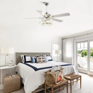 Vaczon 52" Dicken Modern Downrod Mount Reversible Crystal Ceiling Fan With Lighting