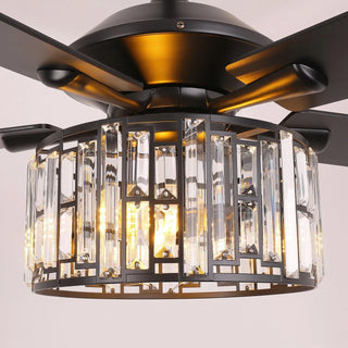 Vaczon 52" Dicken Modern Downrod Mount Reversible Crystal Ceiling Fan With Lighting