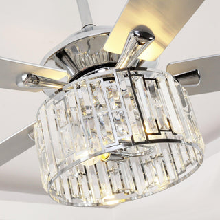 Vaczon 52" Dicken Modern Downrod Mount Reversible Crystal Ceiling Fan With Lighting