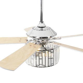 Vaczon 52" Dicken Modern Downrod Mount Reversible Crystal Ceiling Fan With Lighting
