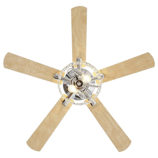 Vaczon 52" Dicken Modern Downrod Mount Reversible Crystal Ceiling Fan With Lighting