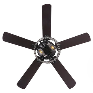 Vaczon 52" Dicken Modern Downrod Mount Reversible Crystal Ceiling Fan With Lighting