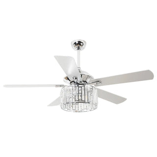 Vaczon 52" Dicken Modern Downrod Mount Reversible Crystal Ceiling Fan With Lighting