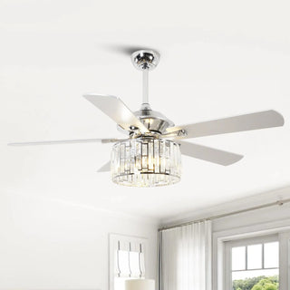 Vaczon 52" Dicken Modern Downrod Mount Reversible Crystal Ceiling Fan With Lighting