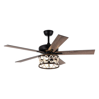 52" New Delhi Industrial Downrod Mount Reversible Ceiling Fan with Lighting and Remote Control - Vaczon