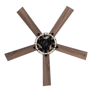 52" New Delhi Industrial Downrod Mount Reversible Ceiling Fan with Lighting and Remote Control - Vaczon