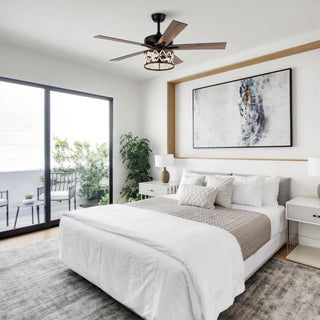 52" New Delhi Industrial Downrod Mount Reversible Ceiling Fan with Lighting and Remote Control - Vaczon