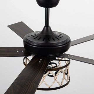 52" New Delhi Industrial Downrod Mount Reversible Ceiling Fan with Lighting and Remote Control - Vaczon