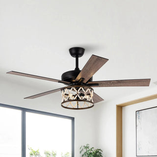 52" New Delhi Industrial Downrod Mount Reversible Ceiling Fan with Lighting and Remote Control - Vaczon