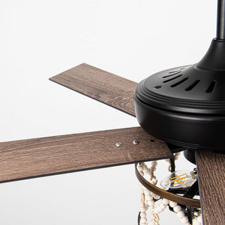 52" New Delhi Industrial Downrod Mount Reversible Ceiling Fan with Lighting and Remote Control - Vaczon