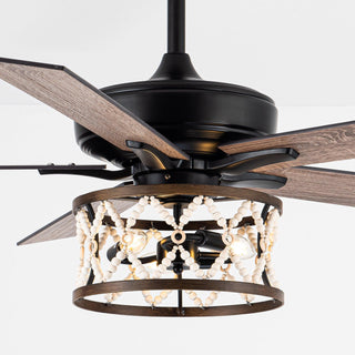 52" New Delhi Industrial Downrod Mount Reversible Ceiling Fan with Lighting and Remote Control - Vaczon