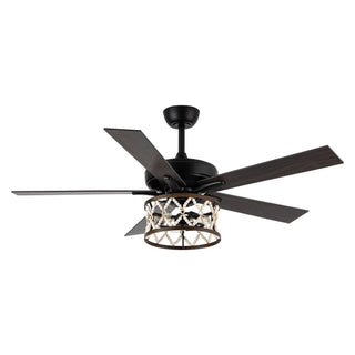 52" New Delhi Industrial Downrod Mount Reversible Ceiling Fan with Lighting and Remote Control - Vaczon