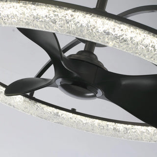 Vaczon 32 Inch Black Downrod Mount Luxury Fandelier with Light - Vaczon