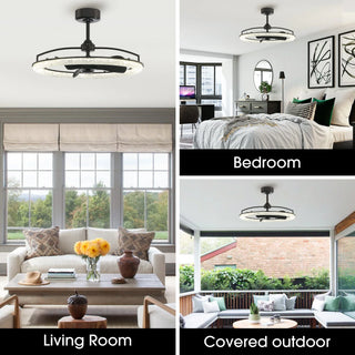 Vaczon 32 Inch Black Downrod Mount Luxury Fandelier with Light - Vaczon