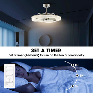 Vaczon 33 Inch Satin Nickel Downrod Mount Luxury Fandelier with Light - Vaczon