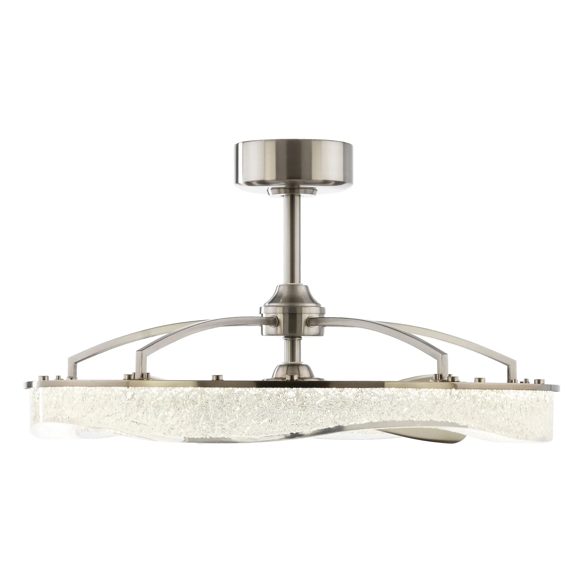 Vaczon 33 Inch Satin Nickel Downrod Mount Luxury Fandelier with Light - Vaczon