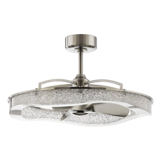 Vaczon 33 Inch Satin Nickel Downrod Mount Luxury Fandelier with Light - Vaczon