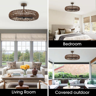 Vaczon 35 Inch Golden Bronze Downrod Mount Luxury Fandelier with Light - Vaczon