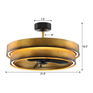 Vaczon 32 Inch Eartha Antique Bronze Downrod Mount Luxury Fandelier with Light and Remote Control - Vaczon