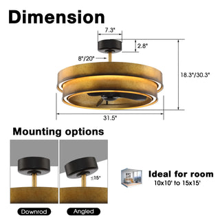 Vaczon 32 Inch Eartha Antique Bronze Downrod Mount Luxury Fandelier with Light and Remote Control - Vaczon