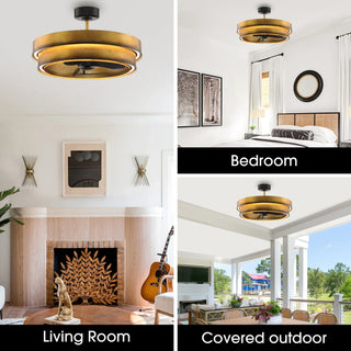 Vaczon 32 Inch Eartha Antique Bronze Downrod Mount Luxury Fandelier with Light and Remote Control - Vaczon