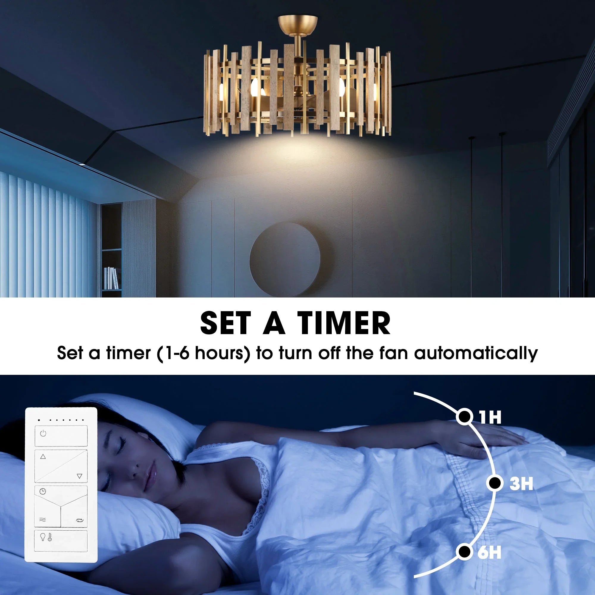Vaczon 31 Inch Electroplated Golden Downrod Mount Luxury Fandelier with Light and Remote Control - Vaczon