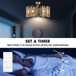Vaczon 31 Inch Electroplated Golden Downrod Mount Luxury Fandelier with Light and Remote Control - Vaczon