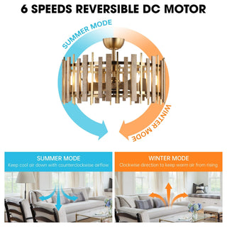 Vaczon 31 Inch Electroplated Golden Downrod Mount Luxury Fandelier with Light and Remote Control - Vaczon