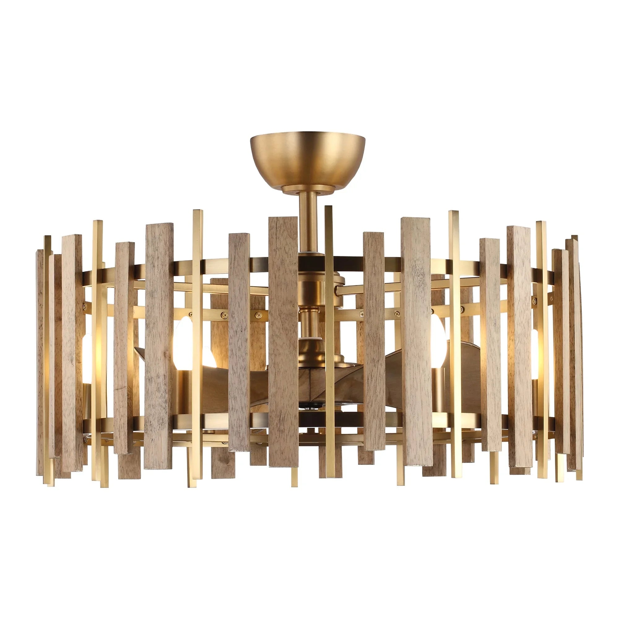 Vaczon 31 Inch Electroplated Golden Downrod Mount Luxury Fandelier with Light and Remote Control - Vaczon