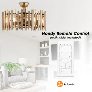 Vaczon 31 Inch Electroplated Golden Downrod Mount Luxury Fandelier with Light and Remote Control - Vaczon