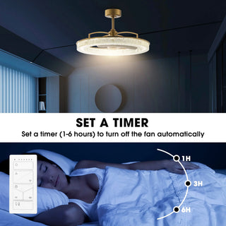 Vaczon 32 Inch Andrea Electroplated Golden Luxury LED Fandelier with Remote Control - Vaczon