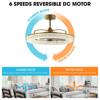Vaczon 32 Inch Andrea Electroplated Golden Luxury LED Fandelier with Remote Control - Vaczon