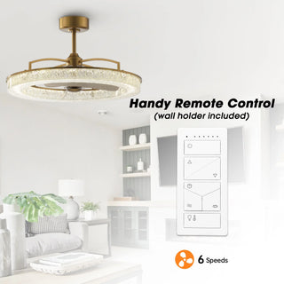 Vaczon 32 Inch Andrea Electroplated Golden Luxury LED Fandelier with Remote Control - Vaczon