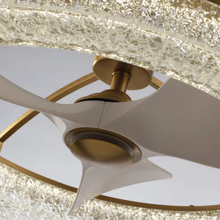 Vaczon 32 Inch Andrea Electroplated Golden Luxury LED Fandelier with Remote Control - Vaczon