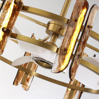 Vaczon 32 Inch Astrid Electroplated Golden Luxury LED Fandelier with Remote Control - Vaczon