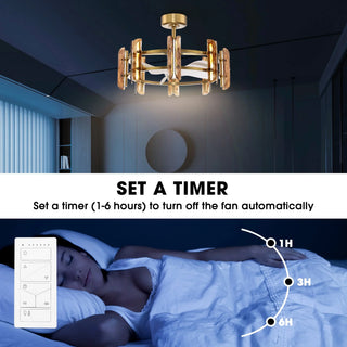Vaczon 32 Inch Astrid Electroplated Golden Luxury LED Fandelier with Remote Control - Vaczon