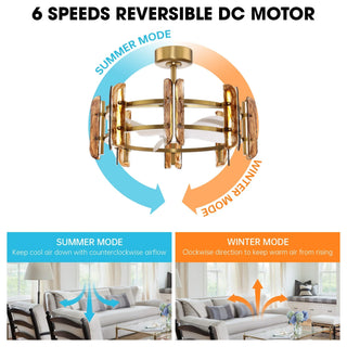 Vaczon 32 Inch Astrid Electroplated Golden Luxury LED Fandelier with Remote Control - Vaczon