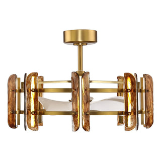 Vaczon 32 Inch Astrid Electroplated Golden Luxury LED Fandelier with Remote Control - Vaczon