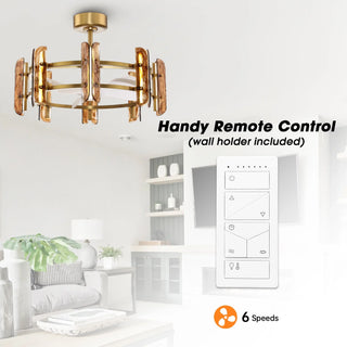 Vaczon 32 Inch Astrid Electroplated Golden Luxury LED Fandelier with Remote Control - Vaczon