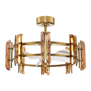 Vaczon 32 Inch Astrid Electroplated Golden Luxury LED Fandelier with Remote Control - Vaczon