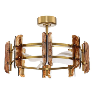Vaczon 32 Inch Astrid Electroplated Golden Luxury LED Fandelier with Remote Control - Vaczon