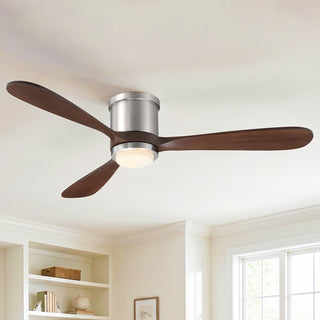 52 Inch Solid Wood Blades Flush Mount Ceiling Fan