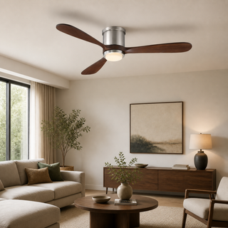 52 Inch Solid Wood Blades Flush Mount Ceiling Fan