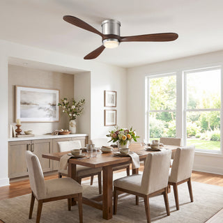 52 Inch Solid Wood Blades Flush Mount Ceiling Fan